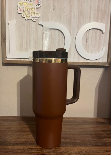 Gold trim stainless tumbler